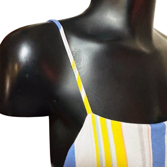 Madison Striped Sundress Womens XL Colorful Midi Spaghetti Strap Lined Side Slit - Picture 5 of 13